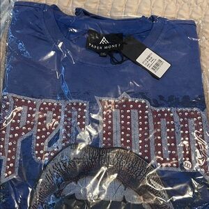 Paper Money Blue Graphic T-Shirt